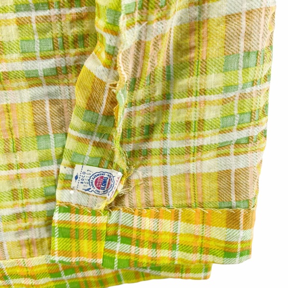 Vintage Yellow, Green, White Plaid Maxi Dress Made in the USA Union Label - Picture 12 of 15
